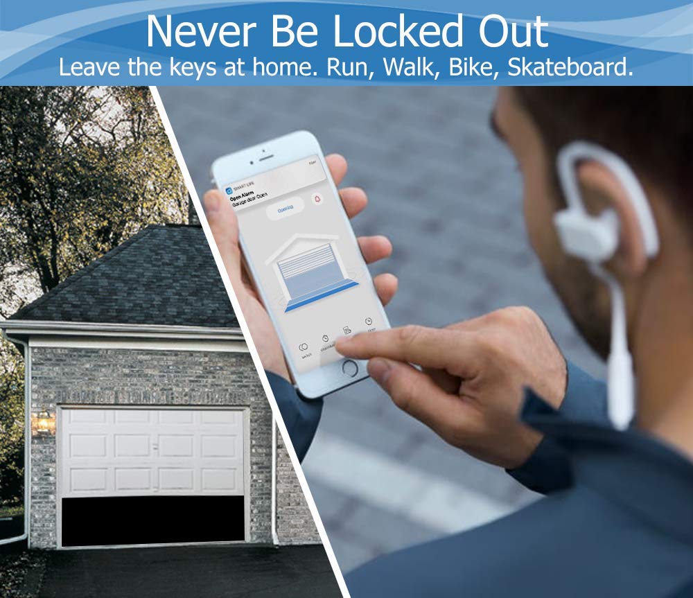 eKyro mobile app screen displaying door status and remote control