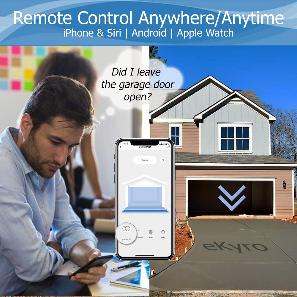 eKyro mounted on garage opener demonstrating compact reliable integration