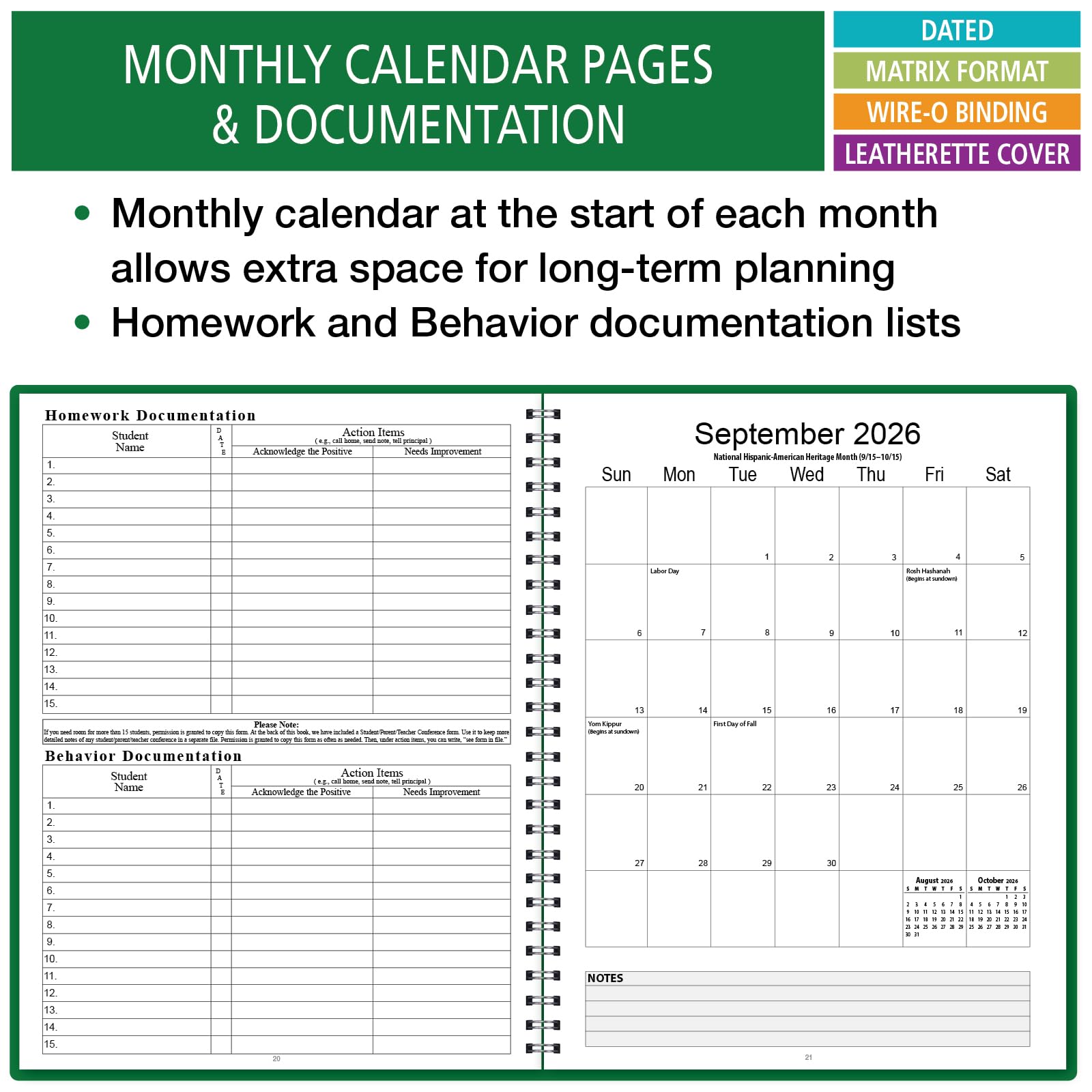 Elan Publishing Company calendario mensual para planificar eventos y fechas importantes