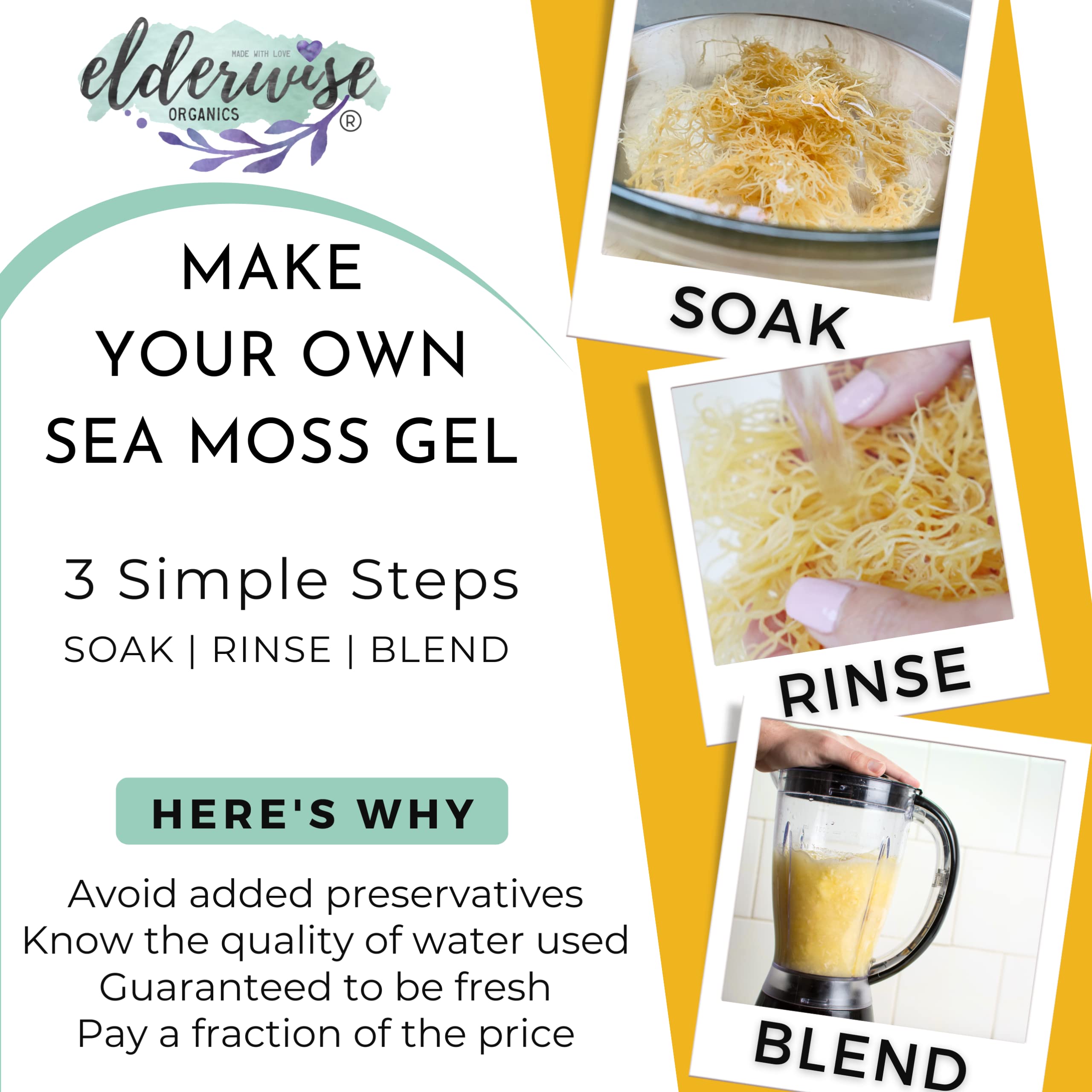 Elderwise gel de sea moss en frasco listo para usar y conservar en frío