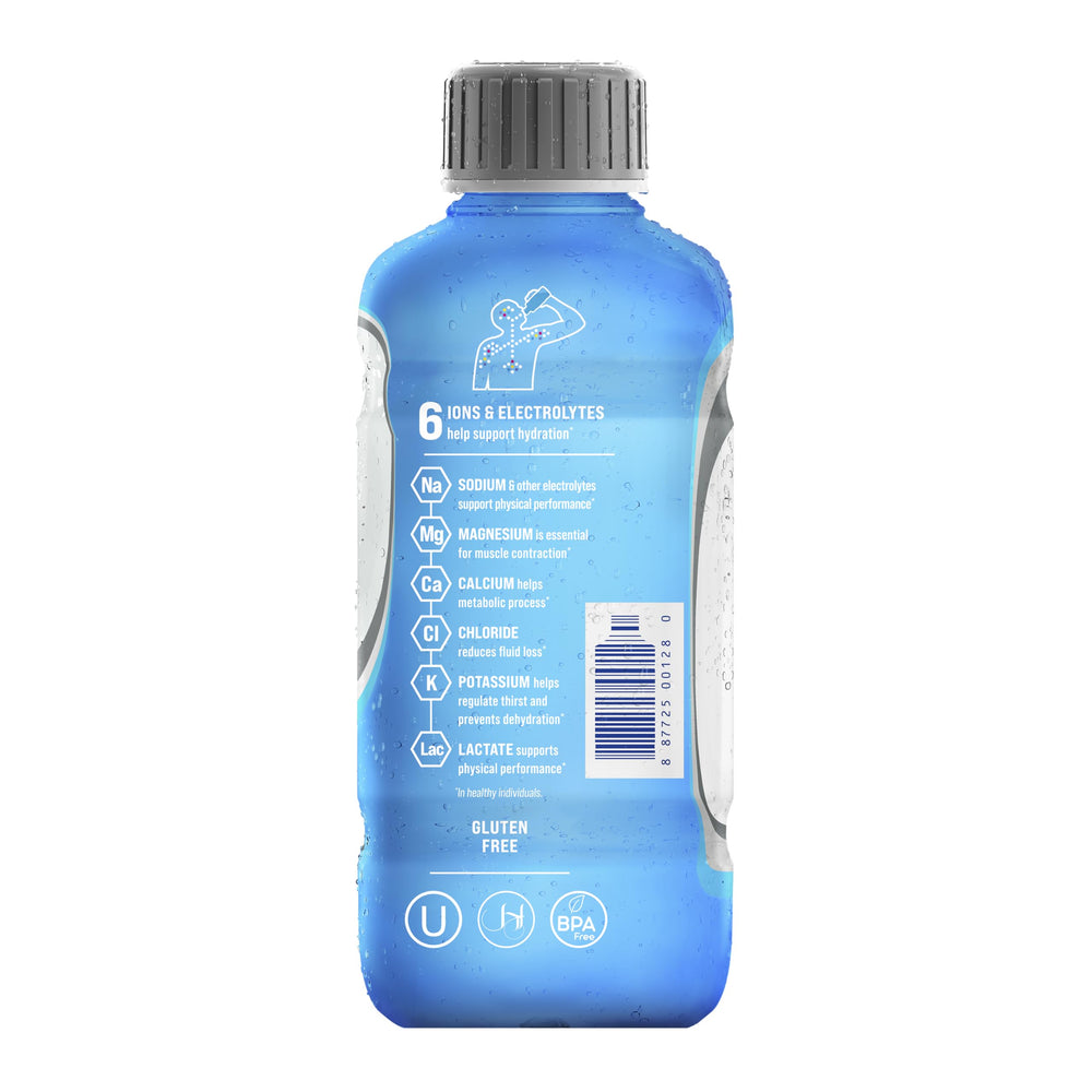 Pouring Electrolit blue raspberry liquid to show clear texture and refreshing look