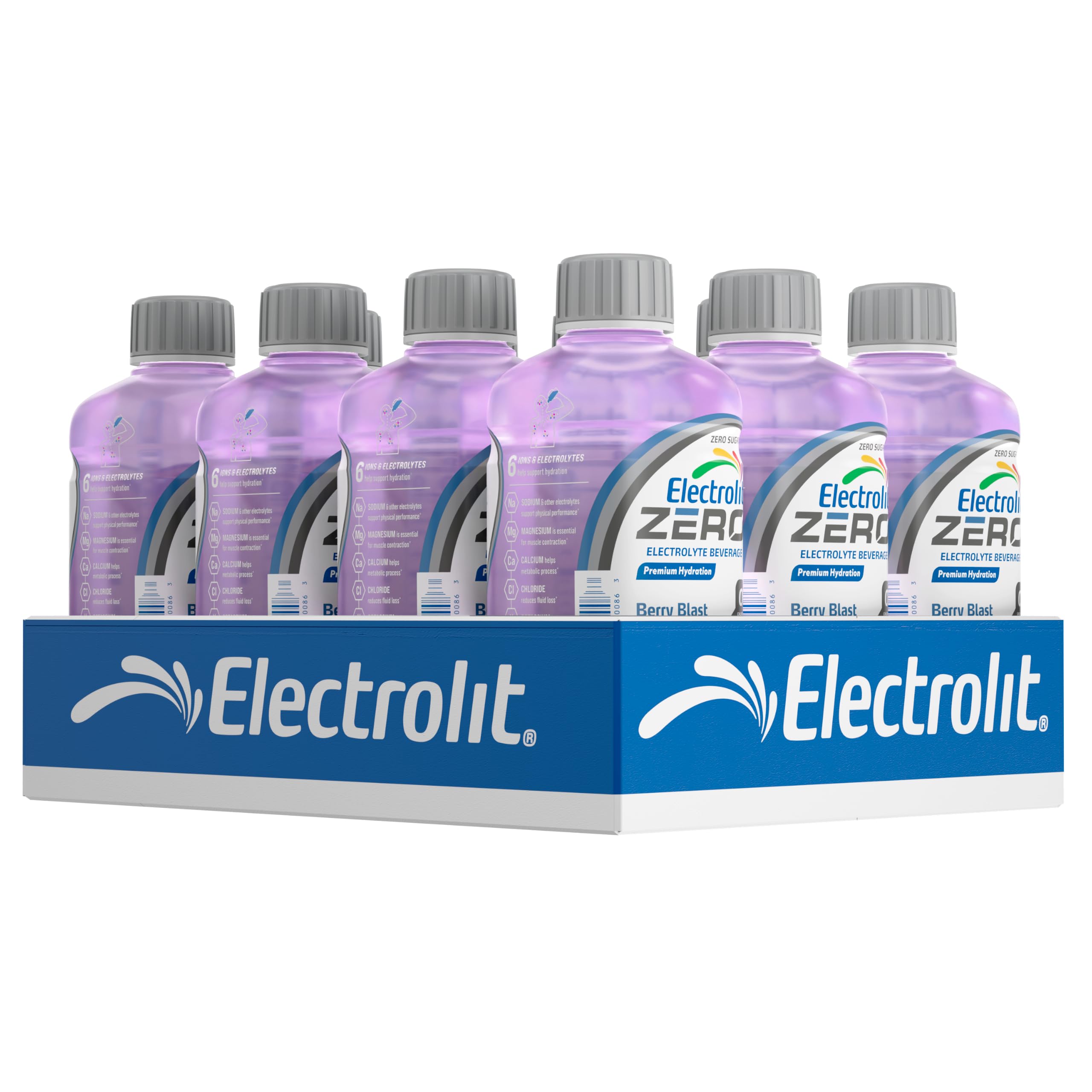 Electrolit Zero Berry Blast botella frontal mostrando diseño y volumen
