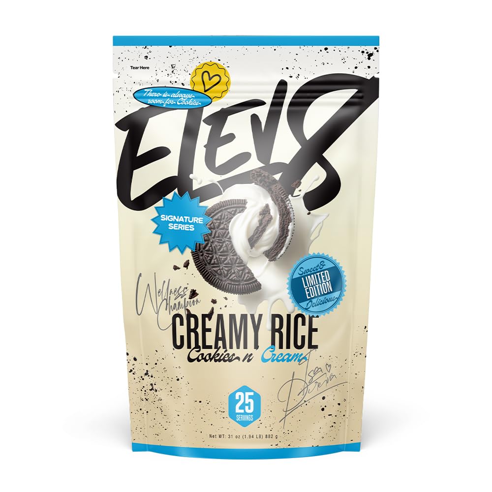 Elev8 Foods envase frontal Cookies N Cream mostrando diseño y 25 raciones