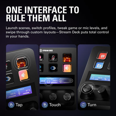 Elgato Stream Deck + close-up of customizable LCD key offering instant visual feedback