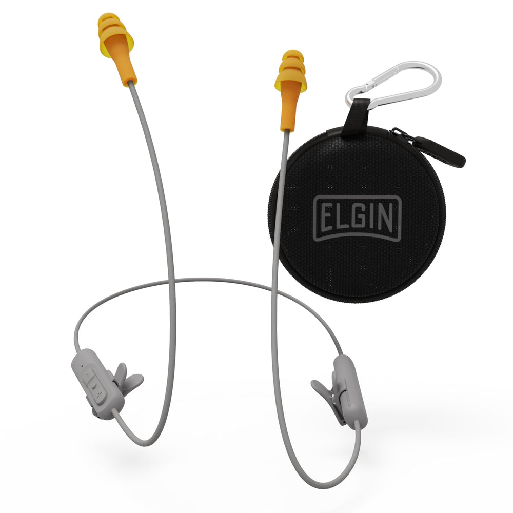Elgin Ruckus vista frontal del empaque mostrando protección auditiva