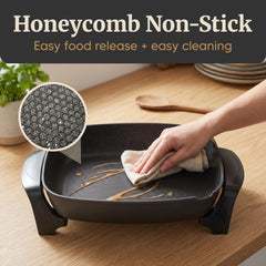 Elite Gourmet close-up honeycomb non-stick surface for effortless food release