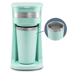 Elite Gourmet cafetera frontal mostrando diseño compacto y ahorro de espacio