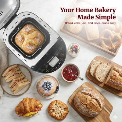 Elite Gourmet in a modern kitchen with fresh bread highlighting convenience for busy households