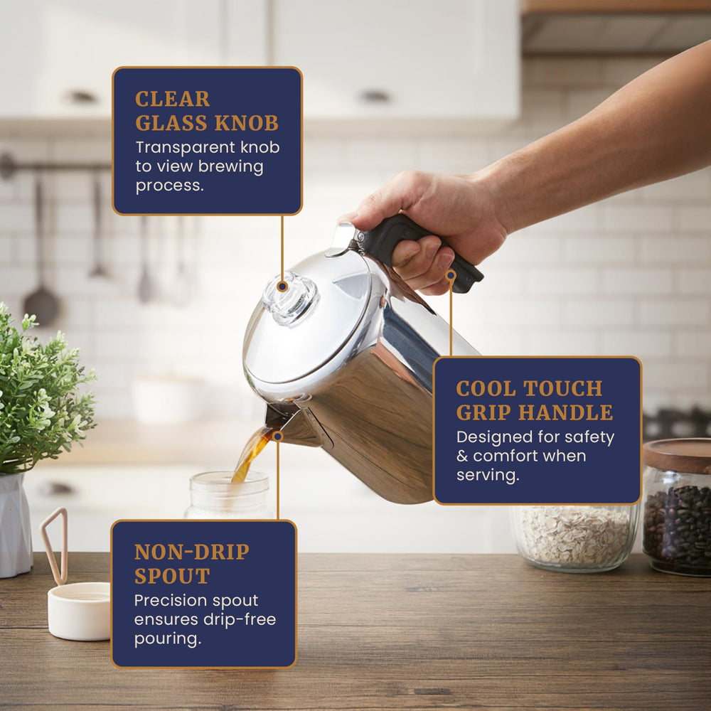 Elite Gourmet mango de tacto frío y diseño ergonómico que permite verter con seguridad