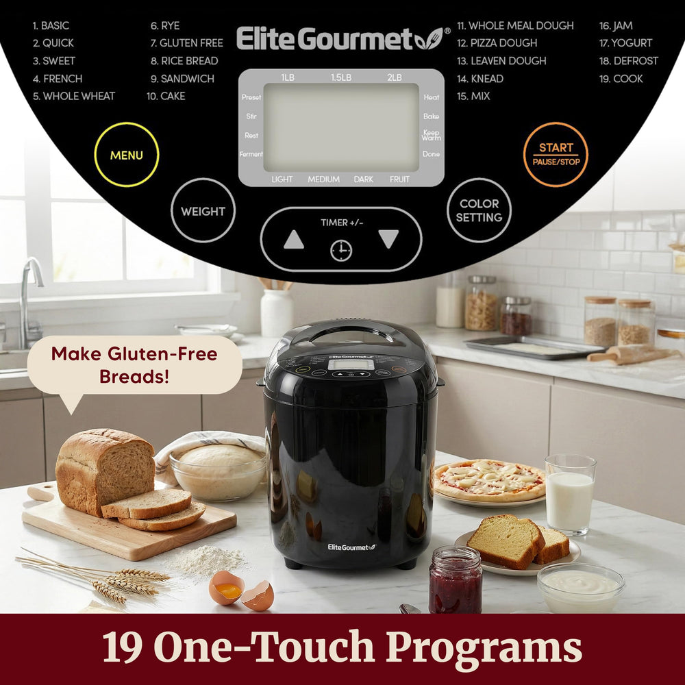 Elite Gourmet sliced loaf on wooden board showing fresh texture and homemade quality benefit