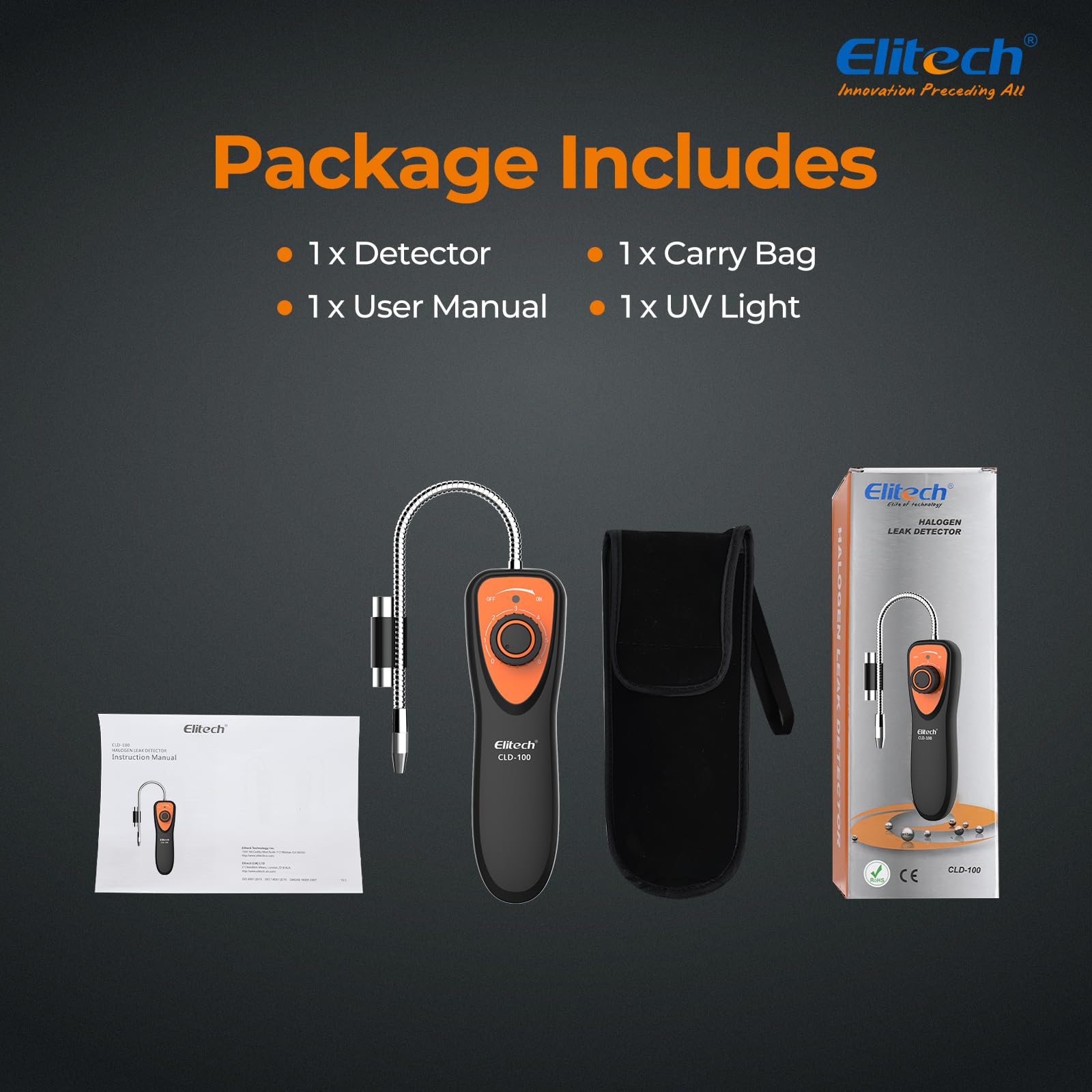 Elitech CLD-100 en taller con técnico ilustrando inspección profesional eficiente