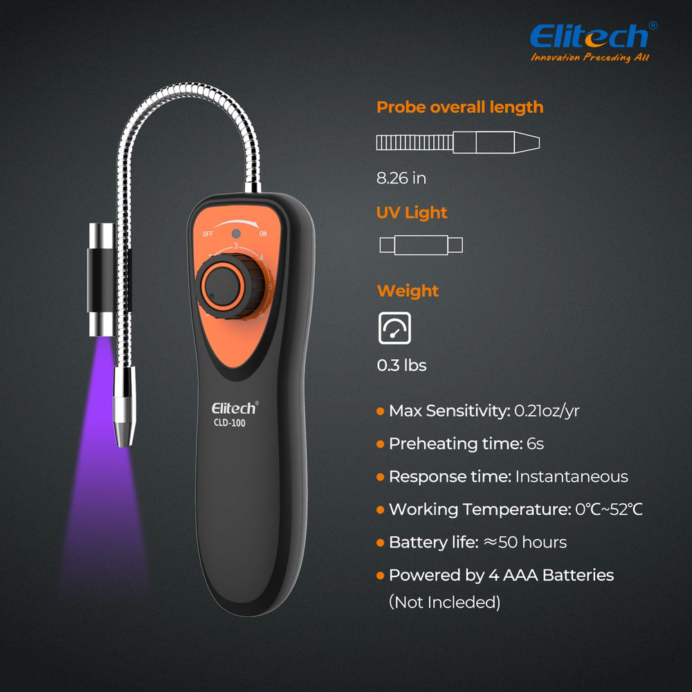 Elitech CLD-100 etiqueta con modelo y especificaciones para identificación clara