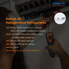 Elitech CLD-100 panel de controles con botones y luces de alarma para diagnóstico rápido