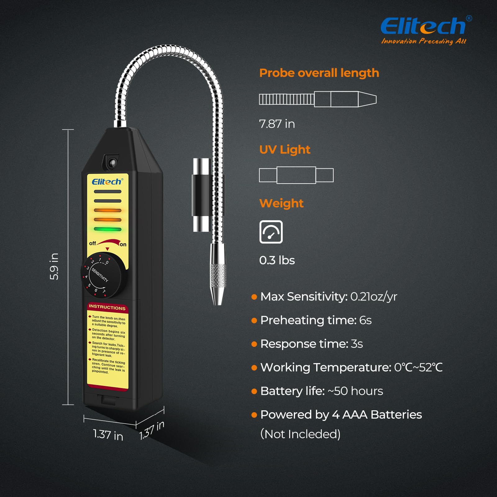 Elitech WJL-6000S comparación de tamaño junto a herramientas, portátil y compacto