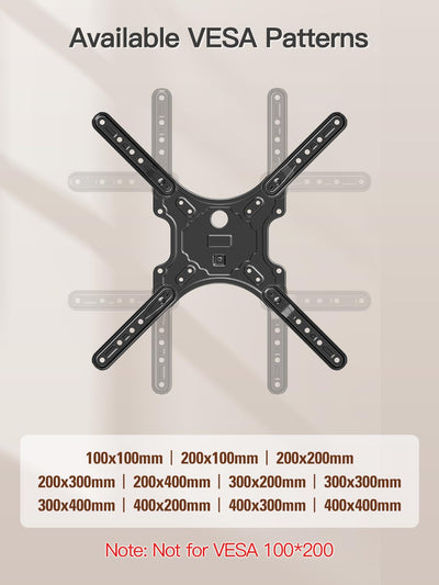 ELIVED measuring tape beside mount showing compatibility with 26–60 inch TVs