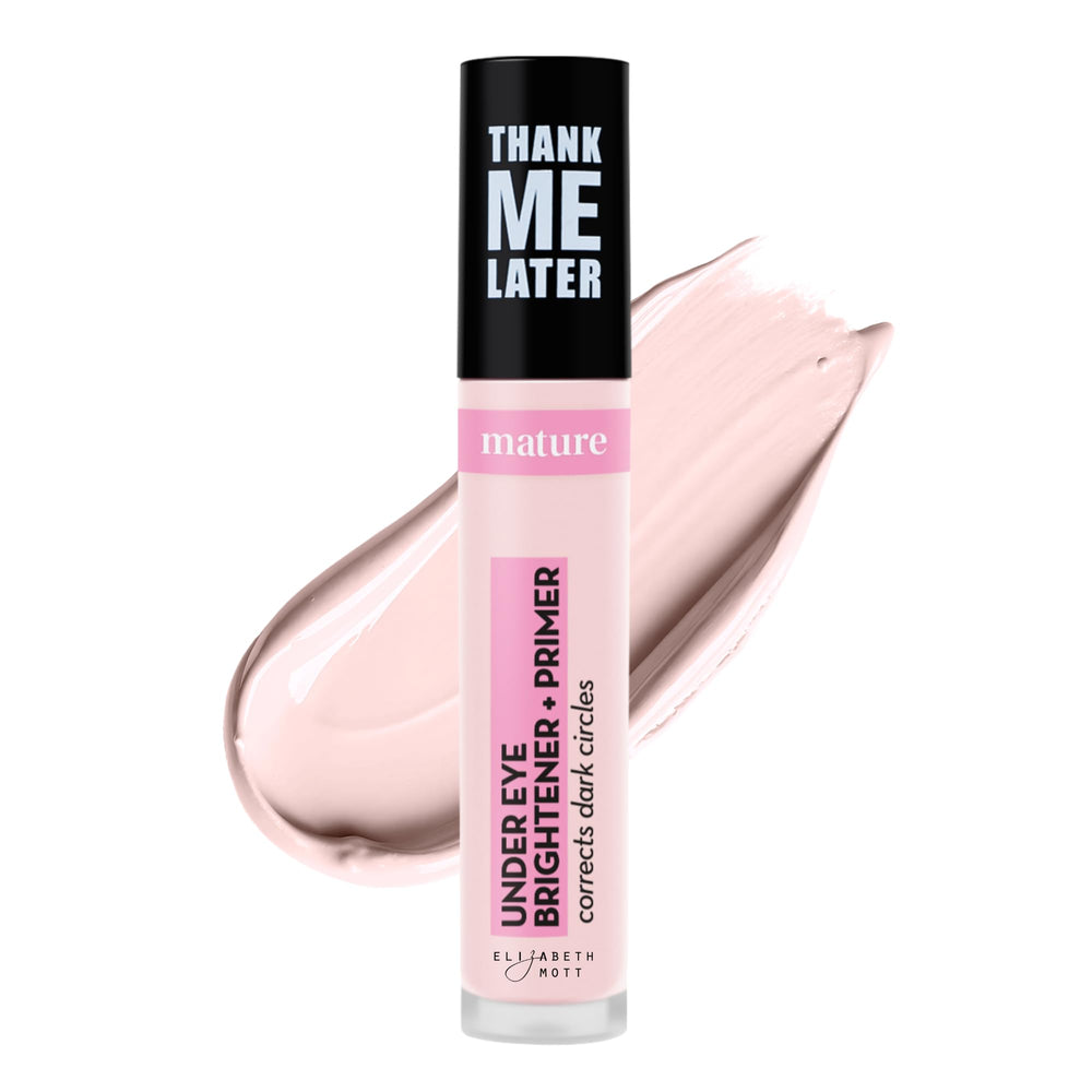 Elizabeth Mott frasco delante mostrando la prebase Soft Pink y su beneficio de preparación