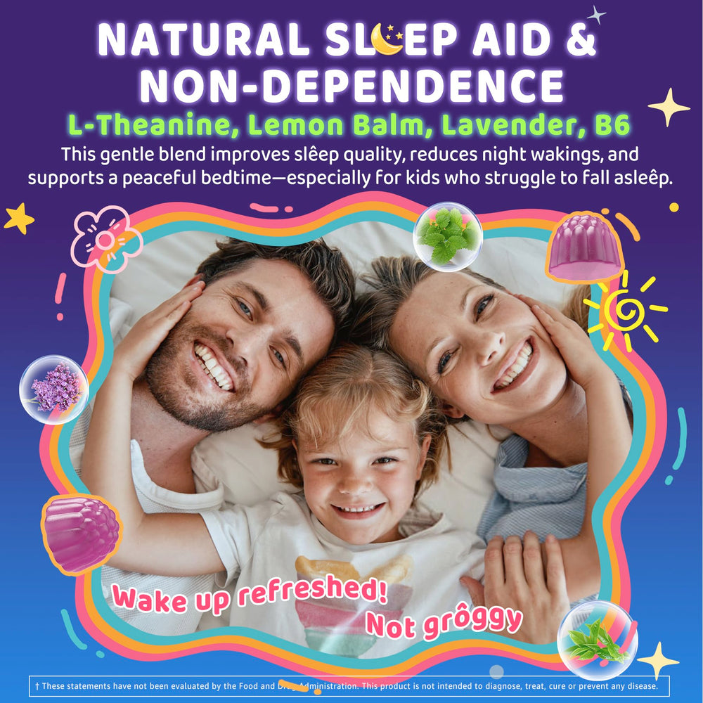ELLAMENTZ gominolas sobre mesita en dormitorio, sugiere rutina nocturna calmada