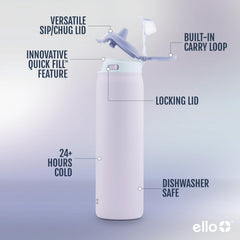 Ello Pop & Fill Aurora tapa Quick Fill abierta con botón seguro