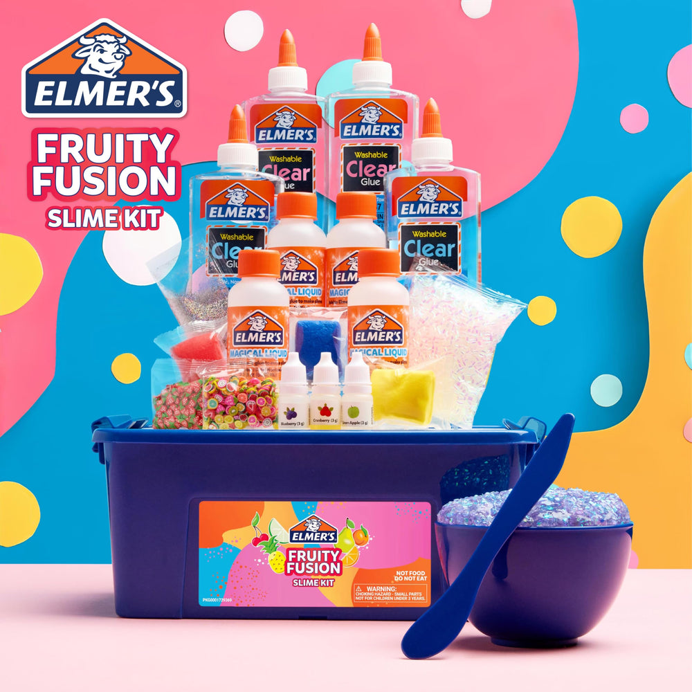 Elmer's slime transparente acabado con accesorios mostrando resultado jugable