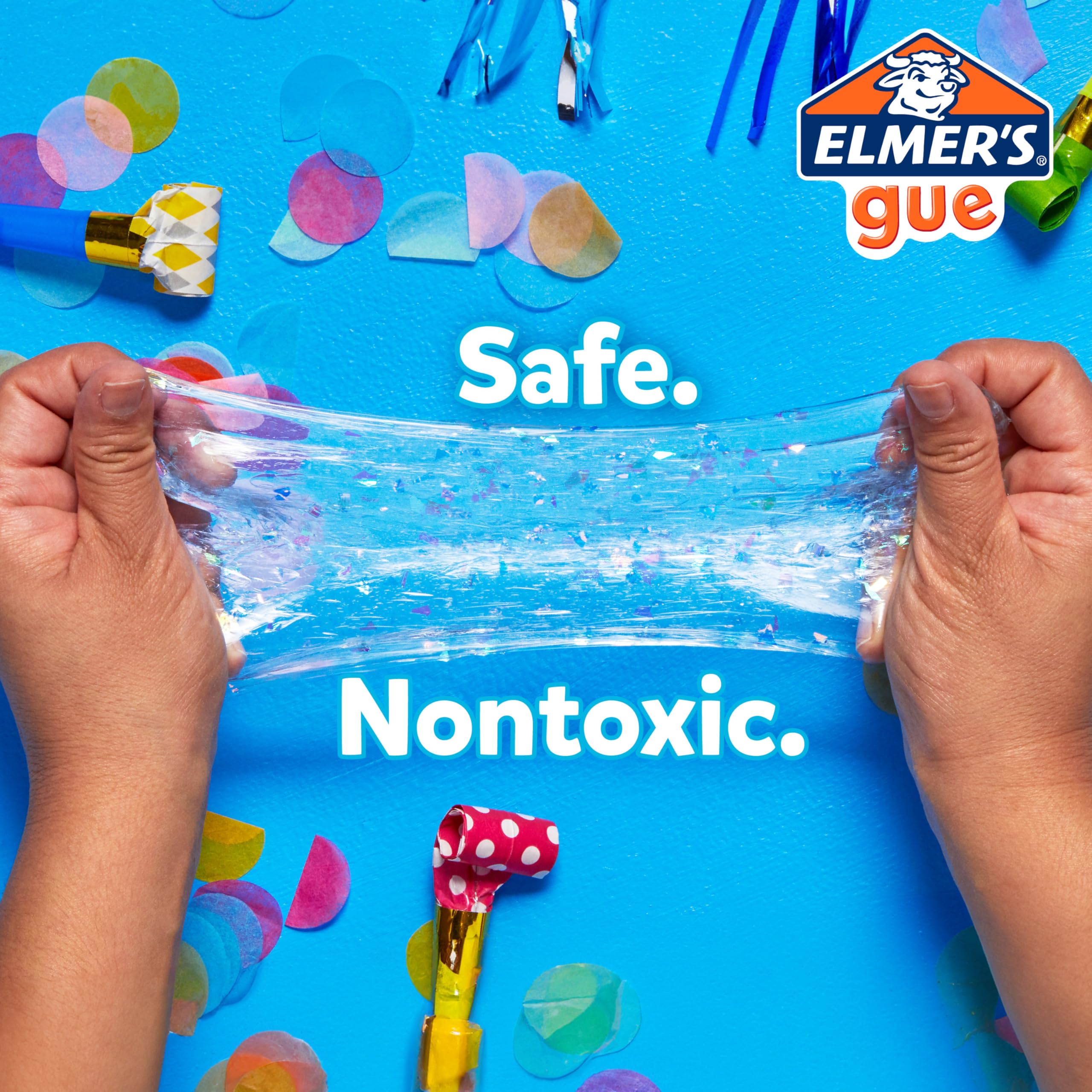 Detalle de textura transparente Elmer's Gue que muestra claridad y capacidad para añadir decoraciones