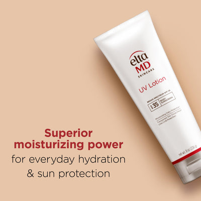 Aplicación facial de EltaMD UV Lotion, protección sin residuo
