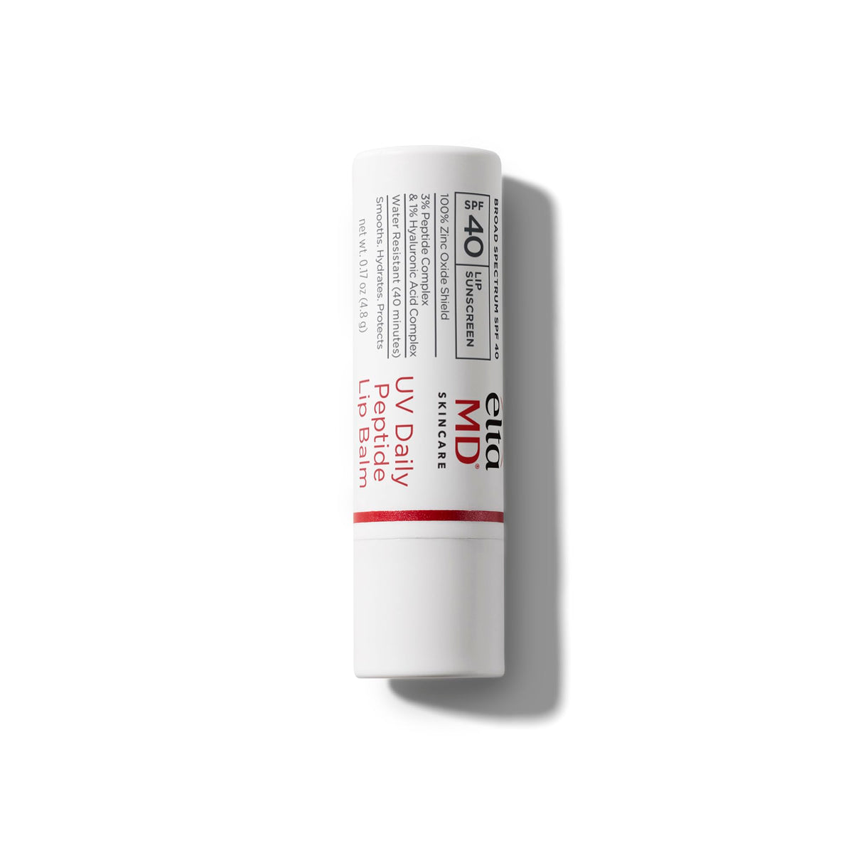 EltaMD frontal del bálsamo labial mostrando diseño y SPF 40