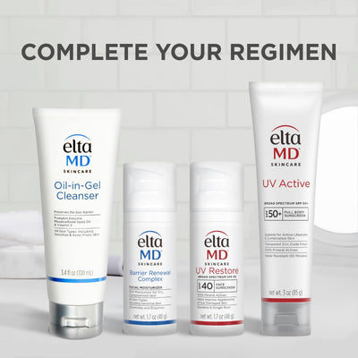 EltaMD sin color en piel mostrando fórmula ligera y sin residuo