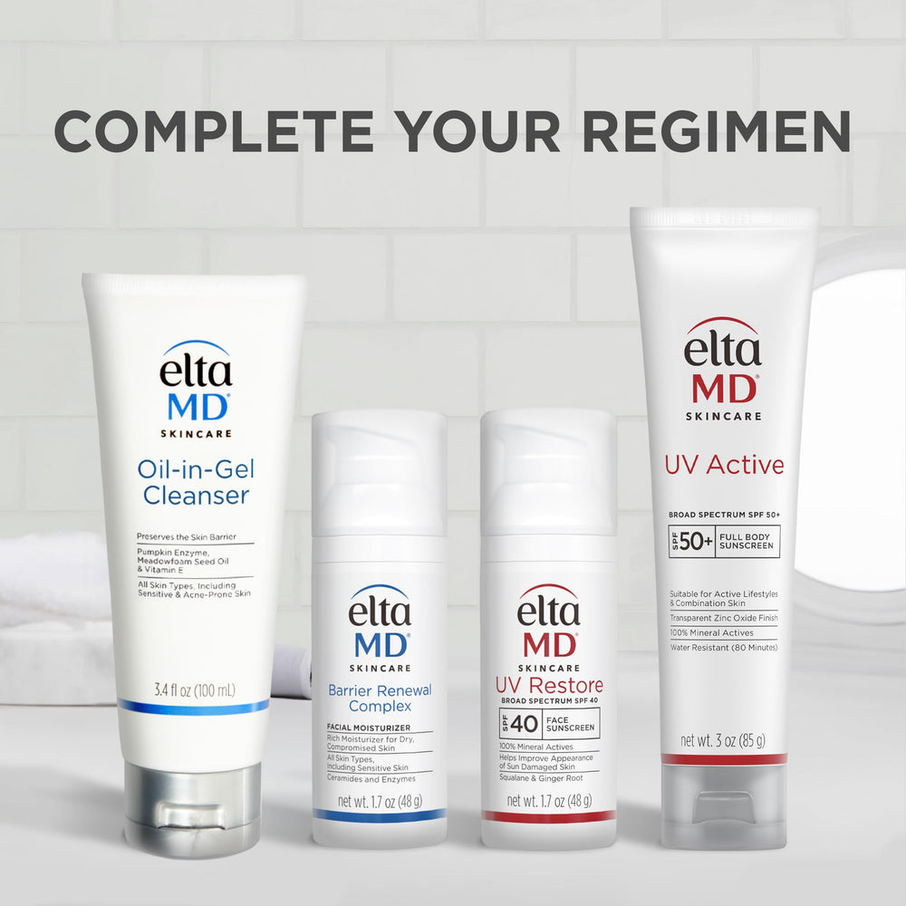 EltaMD sin color en piel mostrando fórmula ligera y sin residuo