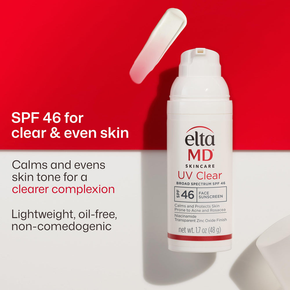 Textura de EltaMD UV Clear en la piel, ligera y de rápida absorción