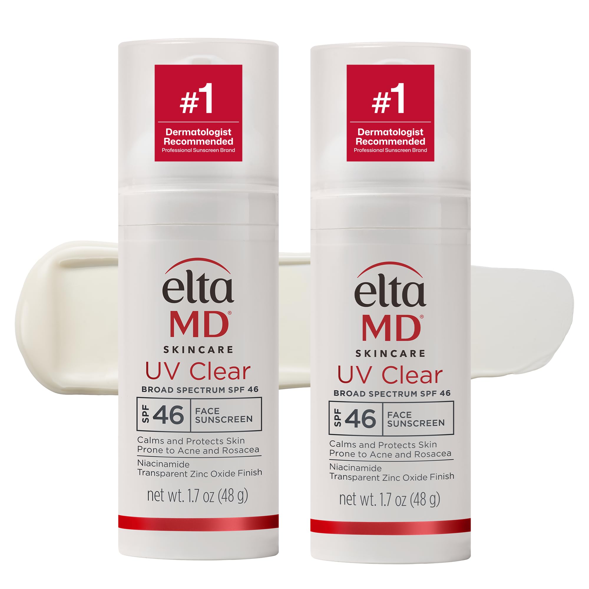 EltaMD UV Clear frontal mostrando el envase y beneficio de protección diaria