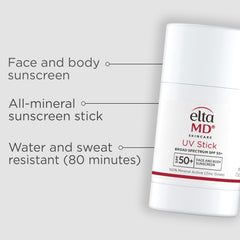 EltaMD stick en mano para comparar escala y portabilidad