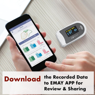 EMAY app screenshot showing sleep report and export options for review