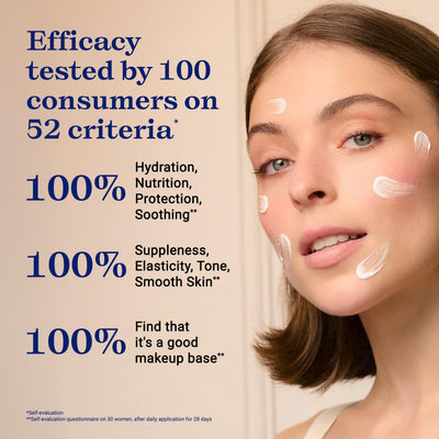 Embryolisse label close-up showing ingredients and nourishing formulation benefit