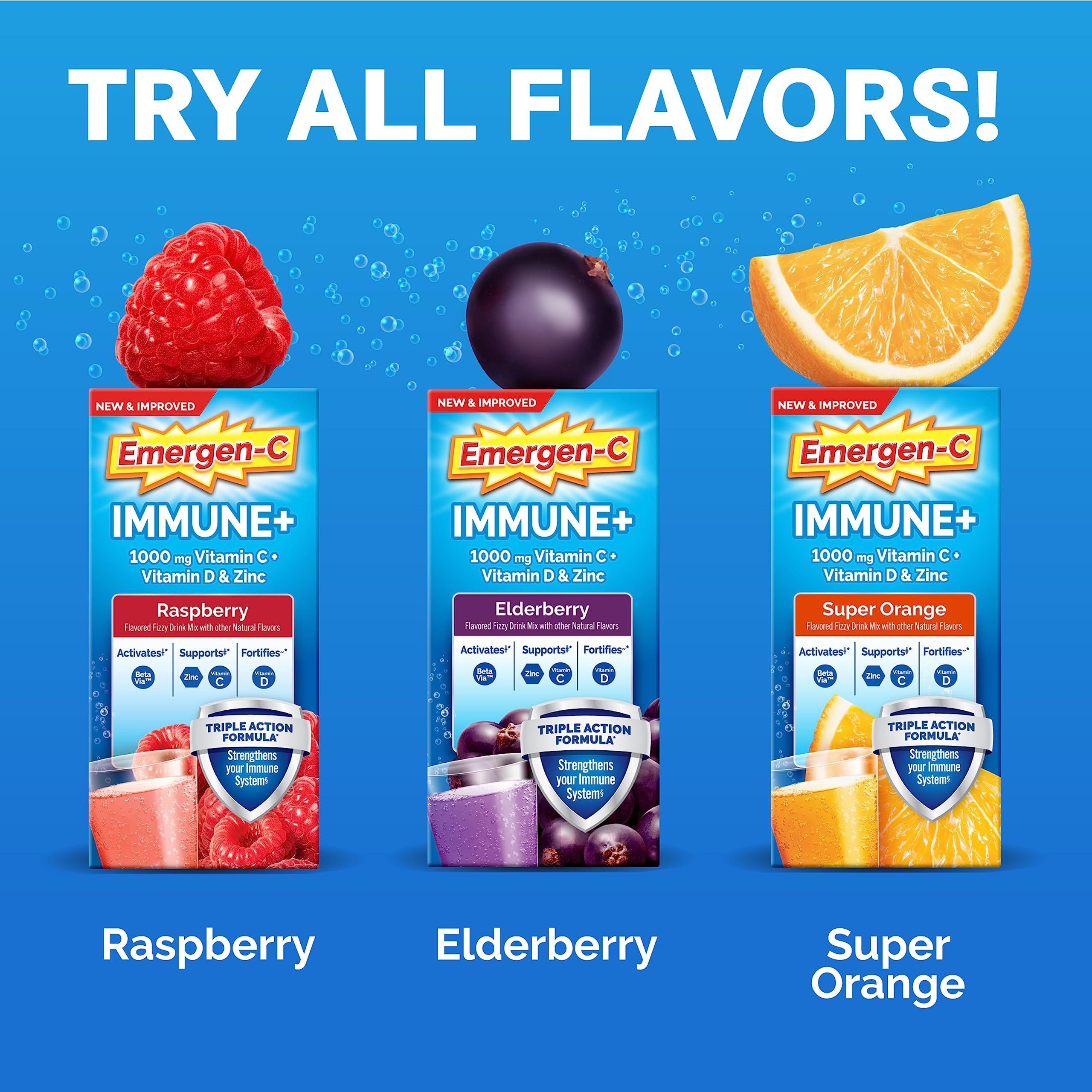 Emergen-C box next to a packet for size comparison and portion clarity