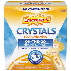 Emergen-C frente del paquete naranja mostrando 56 sobres y conveniencia