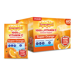 Emergen-C empaque frontal Super Orange mostrando 60 sobres y beneficios