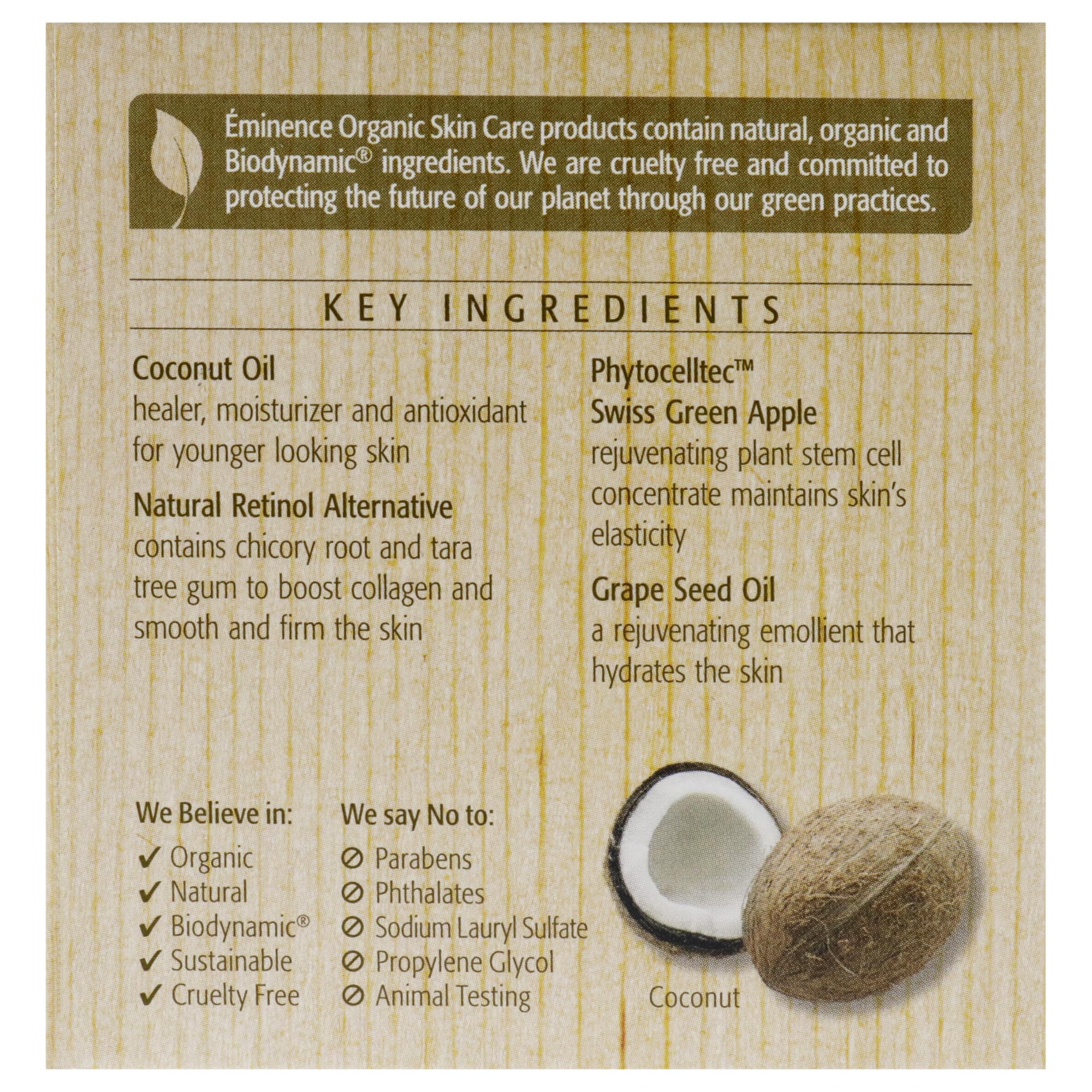 Eminence ingredientes naturales manteca de karité y aceite de coco