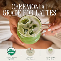 Encha matcha latte in cup demonstrating creamy froth and smooth milk blending benefit