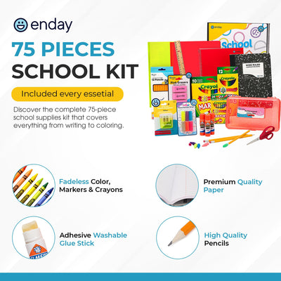 Enday crayons markers and colored pencils spread for creative projects