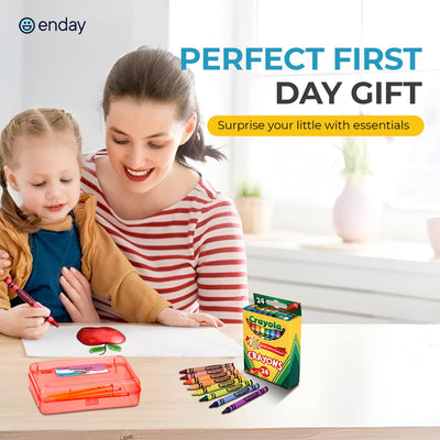 Enday pencil box open with neatly stored supplies for convenience