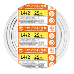 energeaster frente del rollo mostrando cable 25 ft para instalación interior