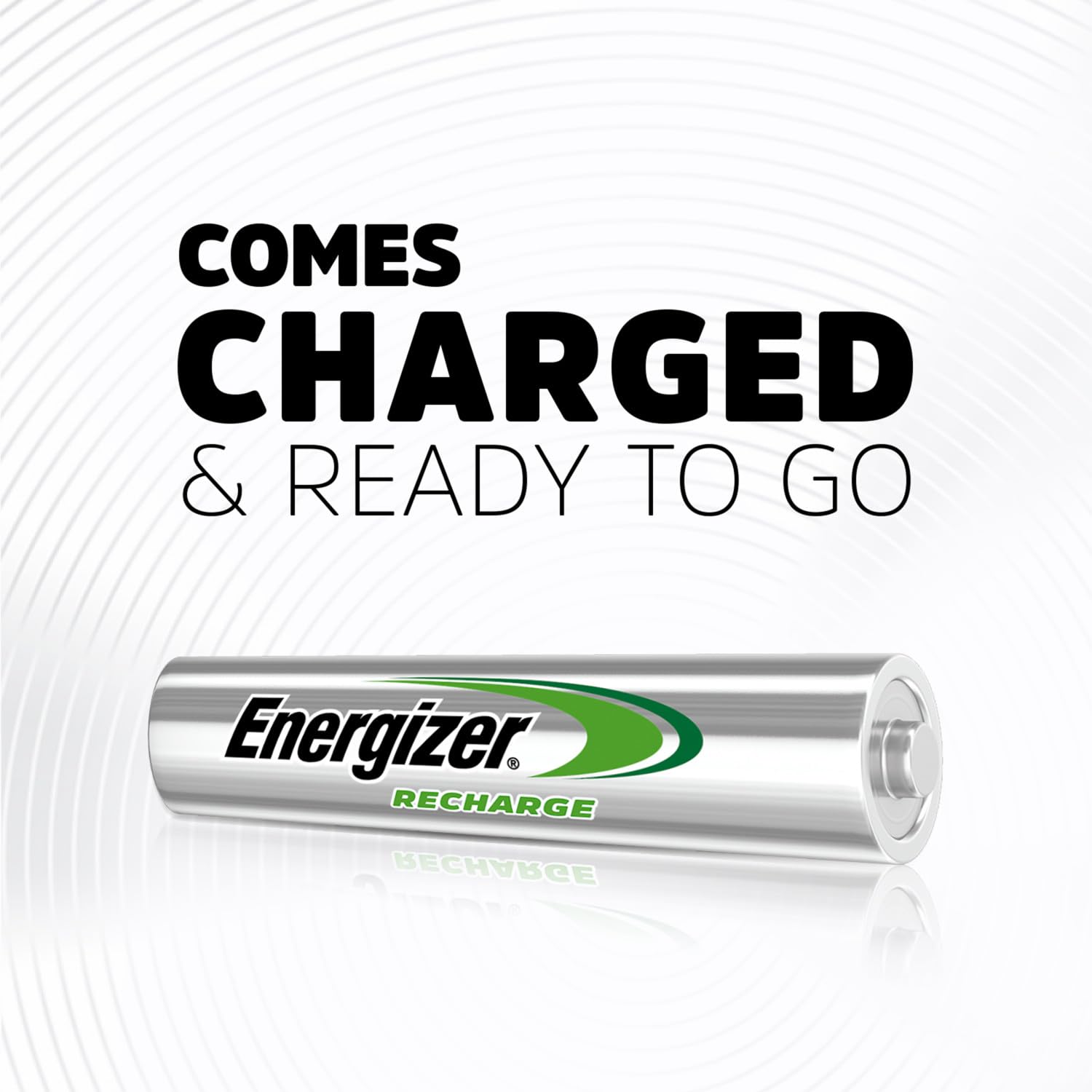 Energizer AAA placed beside charger demonstrating rechargeability