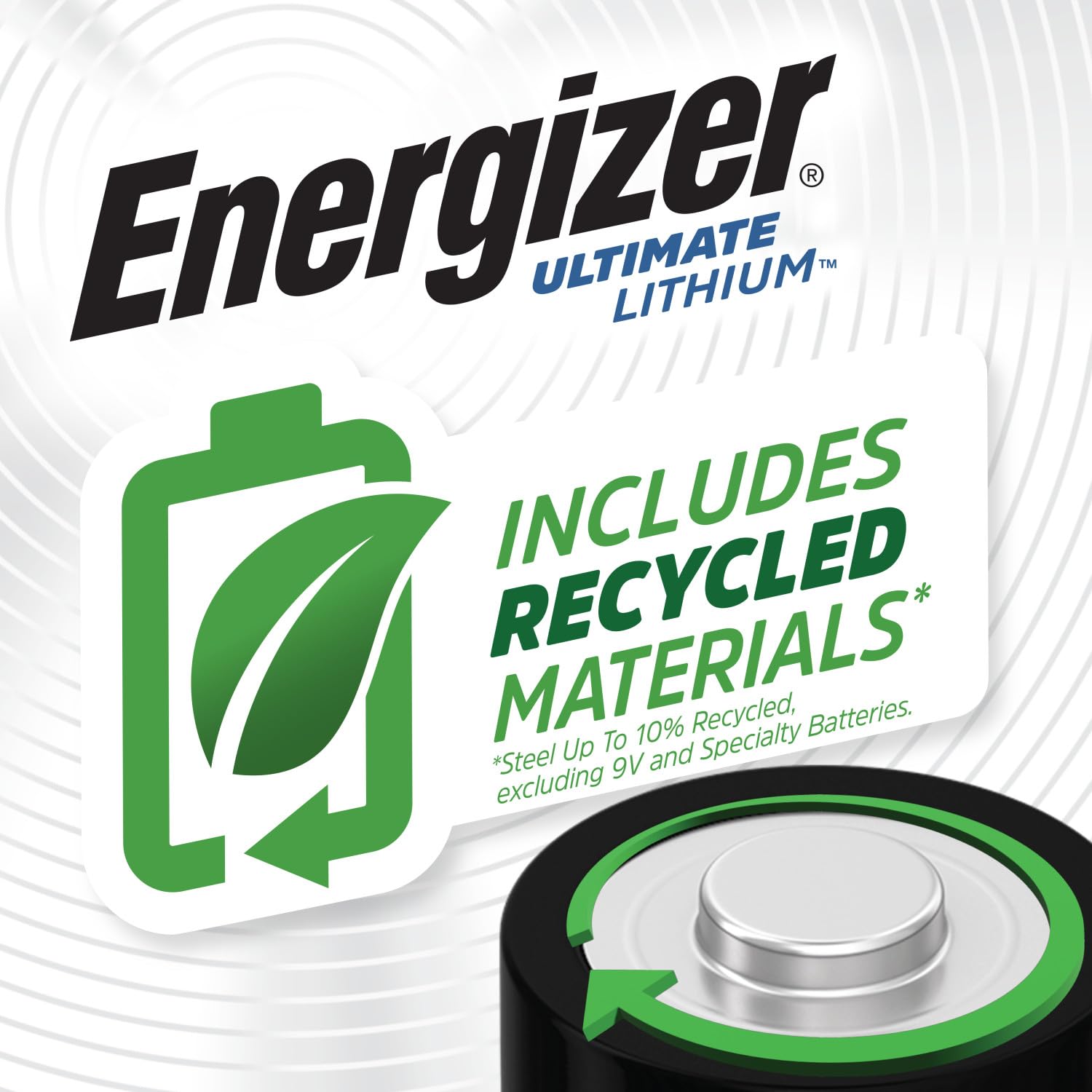 Energizer almacenadas en caja sellada ilustrando conservación hasta 25 años
