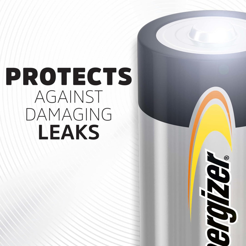 Stacked Energizer D batteries showing label for quick identification and use