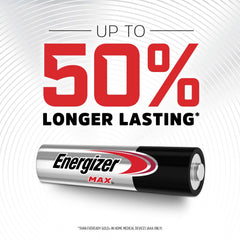 Energizer AAA close-up of battery cap with clear branding and longevity