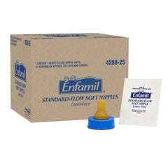 Enfamil front packaging showing 12-count nipples and travel-ready convenience