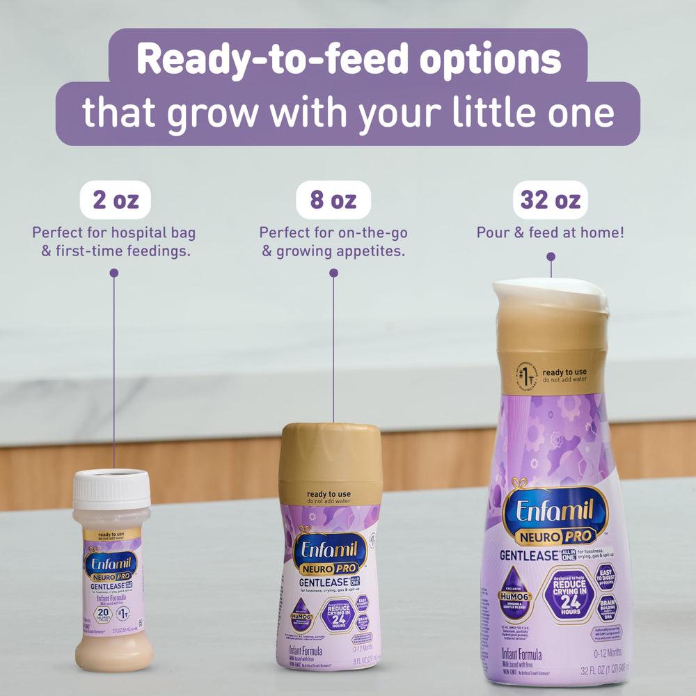 Enfamil NeuroPro multipack abierto con seis botellas listo para almacenamiento y uso
