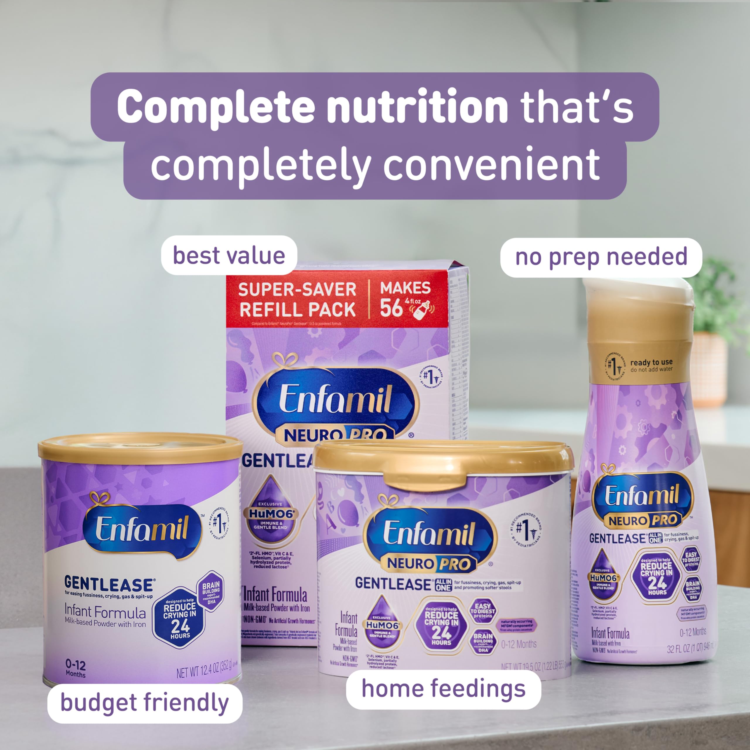 Enfamil NeuroPro botella dentro de una mochila de viaje para alimentación cómoda fuera de casa
