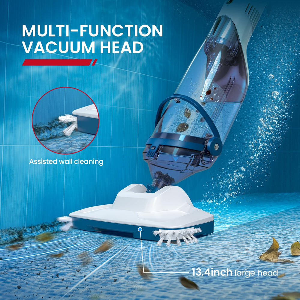 Enhulk PC15 vacuum in pool action removing leaves for quicker pool prep