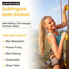 Enprotess pastilla junto a una mano para mostrar tamaño real y dosis práctica diaria